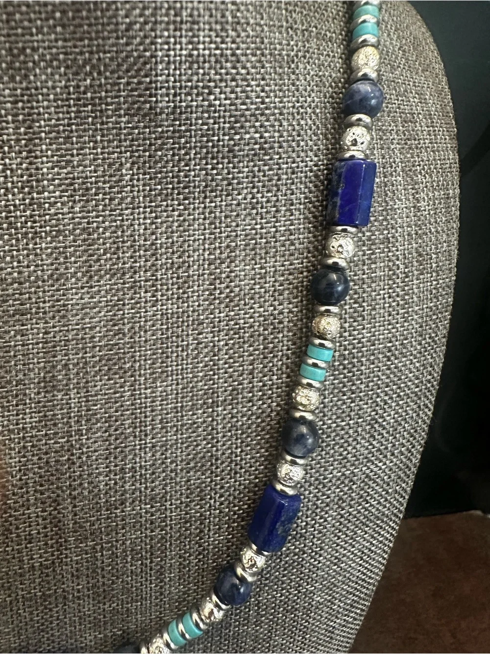 Blue Lapis Lazuli Beaded Semi-Precious Necklace - Unisex Jewelry